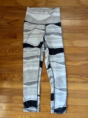 lululemon athletica Gray, Black & White Striped Leggings